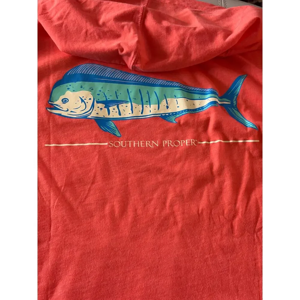 Southern Proper Coral Orange Hooded Tee size Medium NEW - Picture 5 of 10
